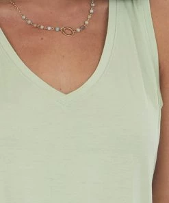 HYFVE Sage V Neck Curved Hem Knit Tank Top