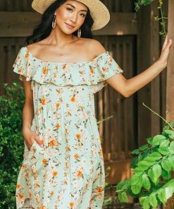 Haptics Sage Floral Ruffle Overlay Babydoll Dress Dresses