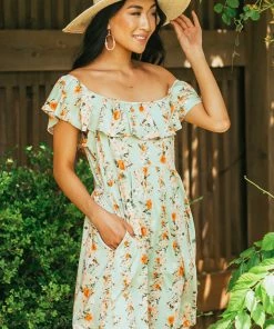 Haptics Sage Floral Ruffle Overlay Babydoll Dress Dresses