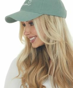 David And Young Accessories Sage Script 'Dog Mom' Graphic Baseball Cap