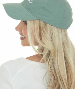 David And Young Accessories Sage Script 'Dog Mom' Graphic Baseball Cap
