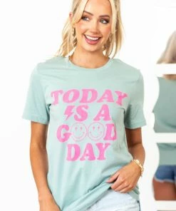 Rosemead Tops Sage'Today Is A Good Day' Lightning Bolt Tee