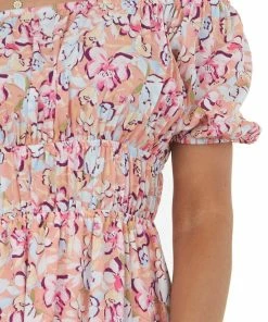 143 Story Dresses Salmon Floral Print Puff Sleeve Mini Dress 17 143 Story Dresses Salmon Floral Print Puff Sleeve Mini Dress