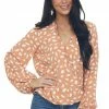 Umgee Tops Sandstone Printed Scalloped Surplice Blouse