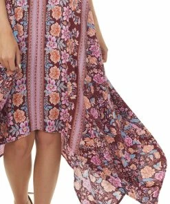 Kori America Sangria Floral And Abstract Sleeveless Dress