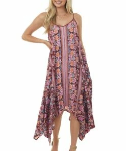 Kori America Sangria Floral And Abstract Sleeveless Dress