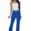 Illa Illa Sapphire Crossover Waist Ribbed Knit Flare Pants
