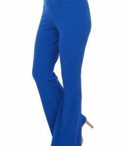 Illa Illa Sapphire Crossover Waist Ribbed Knit Flare Pants