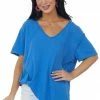 La Miel Sapphire Raw Edge Jersey Knit Pocket Tunic Top 1 La Miel Sapphire Raw Edge Jersey Knit Pocket Tunic Top