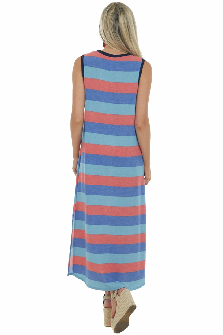 Vanilla Bay Sapphire Striped Midi Dress With Side Slits 7 Vanilla Bay Sapphire Striped Midi Dress With Side Slits