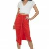 FSL APPAREL Scarlet Faux Wrap Solid Knit Elastic Midi Skirt Bottoms 1 FSL APPAREL Scarlet Faux Wrap Solid Knit Elastic Midi Skirt Bottoms