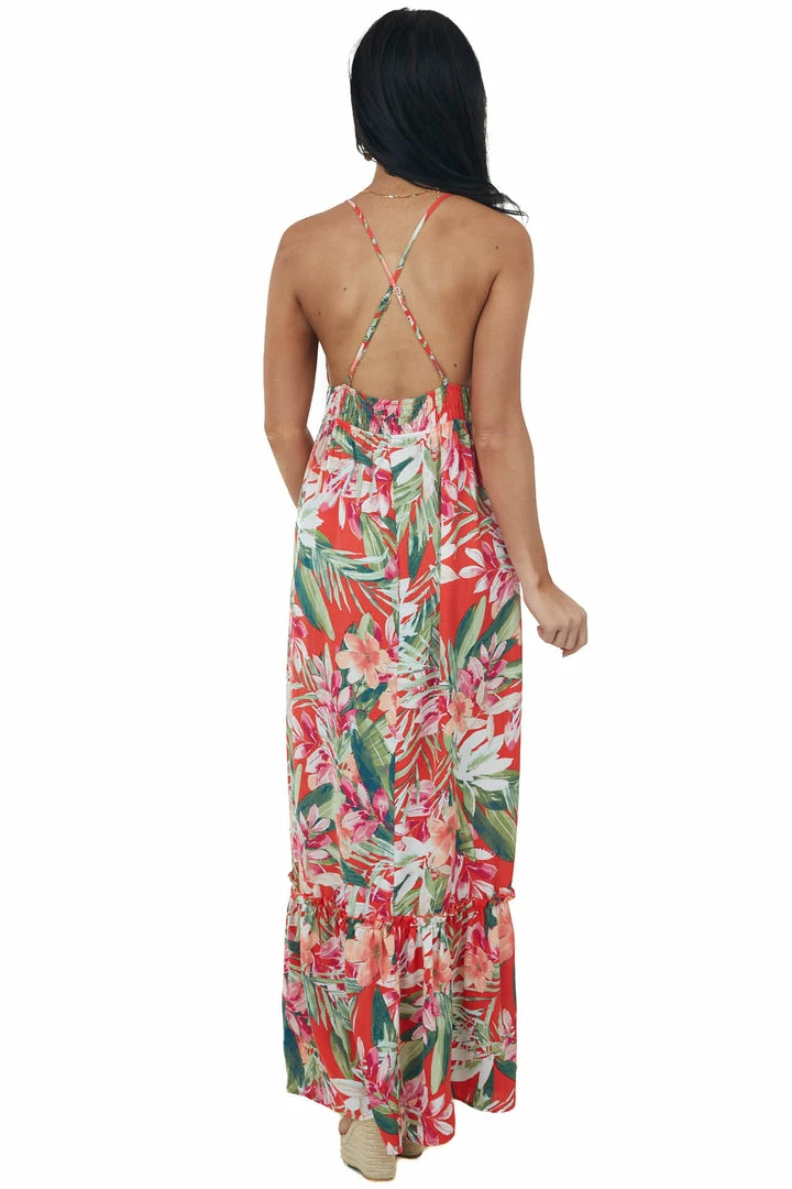 LIGHT SO SHINE Scarlet Floral Print Sleeveless Tiered Maxi Dress Dresses 7 LIGHT SO SHINE Scarlet Floral Print Sleeveless Tiered Maxi Dress Dresses