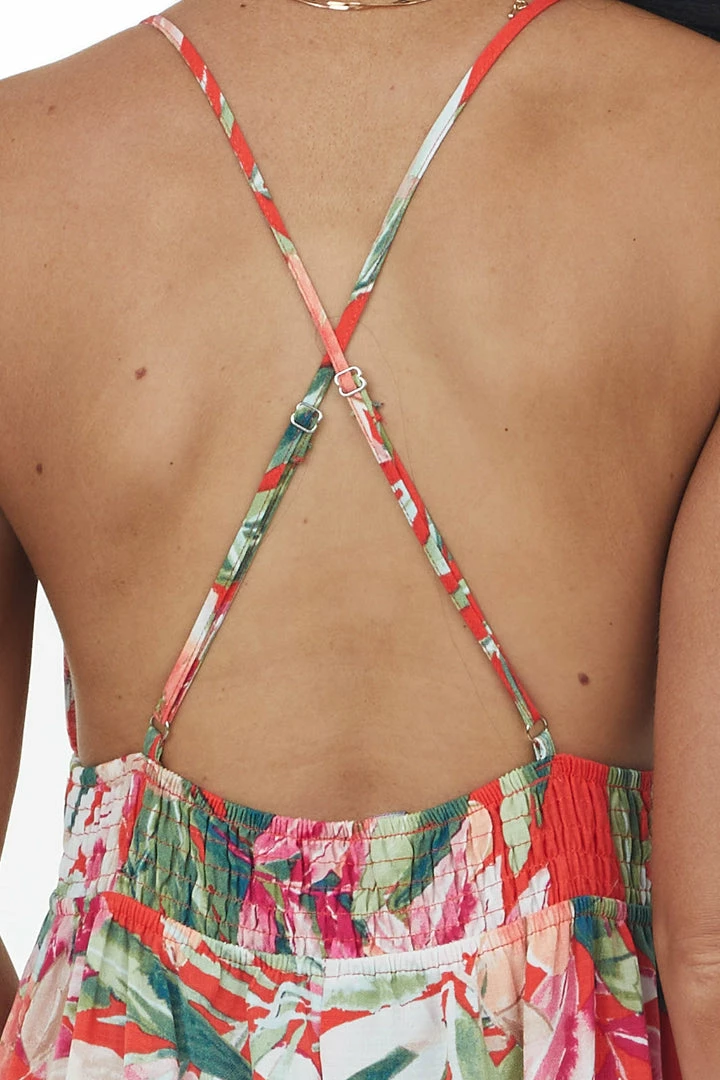 LIGHT SO SHINE Scarlet Floral Print Sleeveless Tiered Maxi Dress Dresses 8 LIGHT SO SHINE Scarlet Floral Print Sleeveless Tiered Maxi Dress Dresses