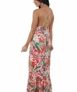 LIGHT SO SHINE Scarlet Floral Print Sleeveless Tiered Maxi Dress Dresses 11 LIGHT SO SHINE Scarlet Floral Print Sleeveless Tiered Maxi Dress Dresses
