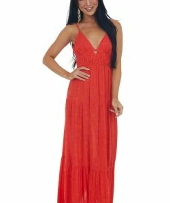 Timing Scarlet Floral Sleeveless V Neck Woven Maxi Dress
