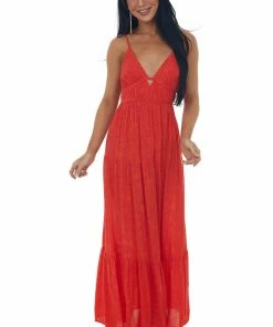 Timing Scarlet Floral Sleeveless V Neck Woven Maxi Dress