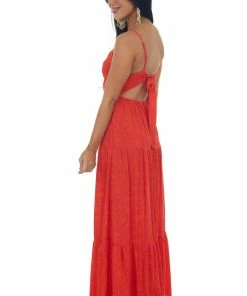 Timing Scarlet Floral Sleeveless V Neck Woven Maxi Dress