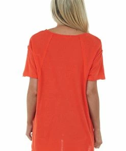 La Miel Scarlet Raw Edge Jersey Knit Pocket Tunic Top 12 La Miel Scarlet Raw Edge Jersey Knit Pocket Tunic Top