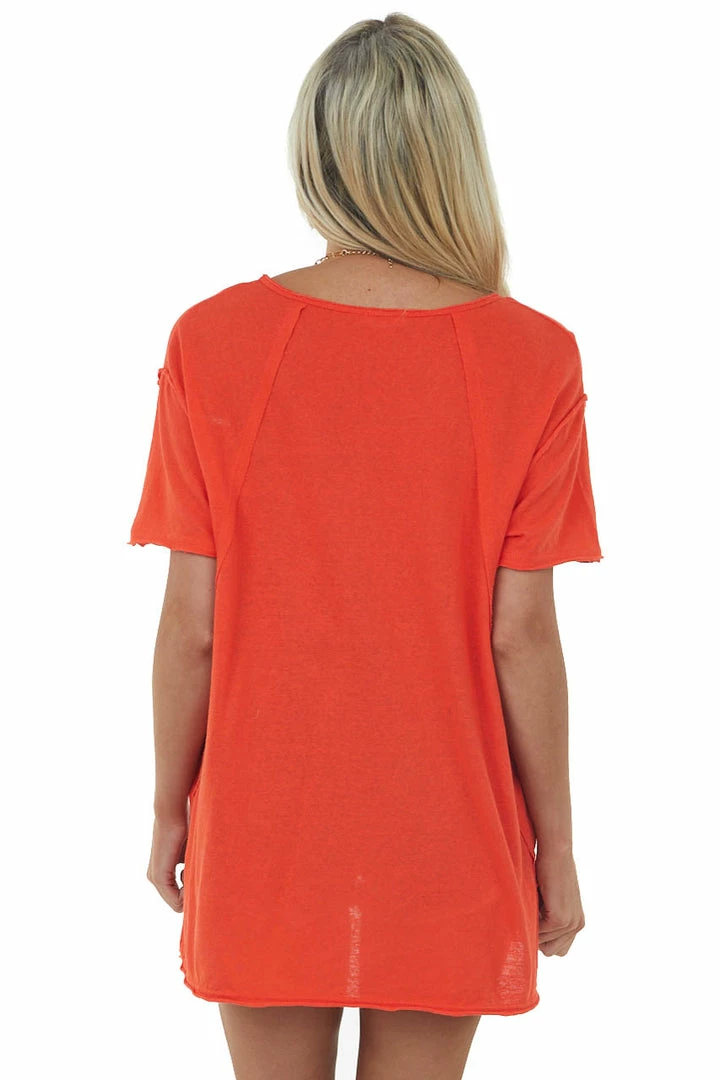 La Miel Scarlet Raw Edge Jersey Knit Pocket Tunic Top 7 La Miel Scarlet Raw Edge Jersey Knit Pocket Tunic Top