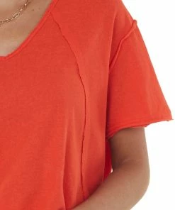 La Miel Scarlet Raw Edge Jersey Knit Pocket Tunic Top 13 La Miel Scarlet Raw Edge Jersey Knit Pocket Tunic Top