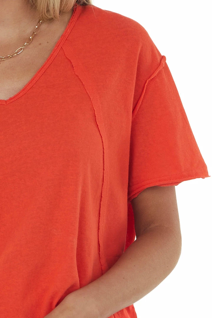 La Miel Scarlet Raw Edge Jersey Knit Pocket Tunic Top 8 La Miel Scarlet Raw Edge Jersey Knit Pocket Tunic Top