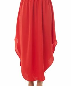 Jodifl Scarlet Smocked Waist Maxi Skirt With Curved Hem