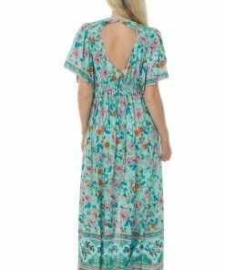 Umgee Seafoam Floral Print Button Up Maxi Dress Dresses 12 Umgee Seafoam Floral Print Button Up Maxi Dress Dresses