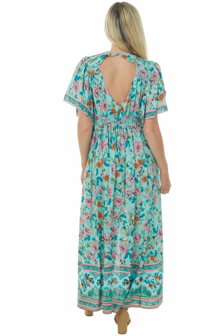 Umgee Seafoam Floral Print Button Up Maxi Dress Dresses 7 Umgee Seafoam Floral Print Button Up Maxi Dress Dresses