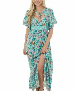 Umgee Seafoam Floral Print Button Up Maxi Dress Dresses 10 Umgee Seafoam Floral Print Button Up Maxi Dress Dresses