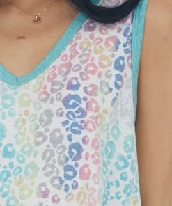 BiBi Tops Seafoam Multicolored Leopard Print Tank Top 13 BiBi Tops Seafoam Multicolored Leopard Print Tank Top
