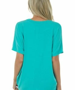 Charlotte Avery Seafoam Short Dolman Sleeve Chest Pocket Top