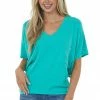 Charlotte Avery Seafoam Short Dolman Sleeve Chest Pocket Top