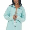 Peach Love Seafoam Washed Button Up Denim Shirt Jacket Tops 2 Peach Love Seafoam Washed Button Up Denim Shirt Jacket Tops