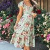 Umgee Seafoam Floral Printed Ruffle Sleeve Midi Dress Dresses 1 Umgee Seafoam Floral Printed Ruffle Sleeve Midi Dress Dresses