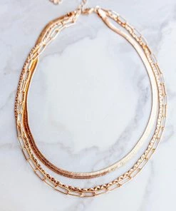 Fame Accessories Shiny Gold Assorted Chain Layered Necklace