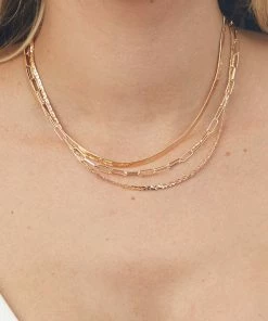 Fame Accessories Shiny Gold Assorted Chain Layered Necklace