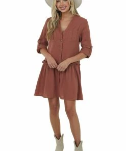 Wishlist Sienna Button Down Peplum Mini Dress With Chest Pockets