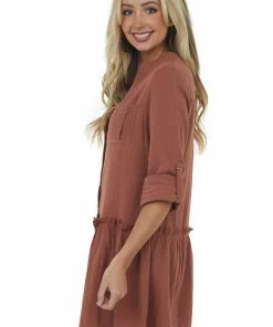 Wishlist Sienna Button Down Peplum Mini Dress With Chest Pockets