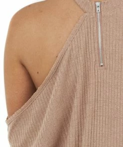 POL Clothing Sienna Sleeveless Asymmetrical Knit Top With Cold Shoulder 14 POL Clothing Sienna Sleeveless Asymmetrical Knit Top With Cold Shoulder