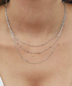 Fame Accessories Silver Dainty Chain Layered Necklace