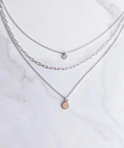 Fame Accessories Silver Dainty Chain Layered Necklace With Pendants