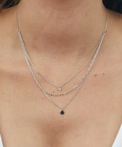 Fame Accessories Silver Dainty Chain Layered Necklace With Pendants