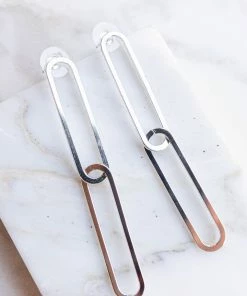 Boho Love Silver Metallic Double Paperclip Drop Earrings