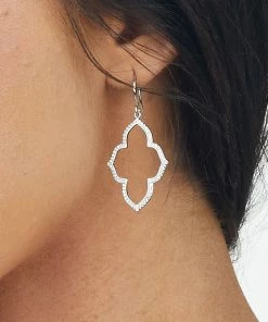 Boho Love Accessories Silver Rhinestone Geometric Hoop Dangle Earrings