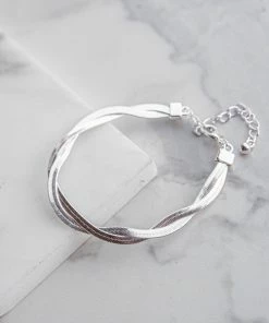 Fame Accessories Silver Twisted Double Snake Chain Bracelet