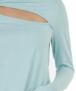 143 Story Sky Blue Chest Cut Out Stretchy Knit Top With Long Sleeves 14 143 Story Sky Blue Chest Cut Out Stretchy Knit Top With Long Sleeves