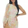 Peach Love Sky Blue Floral Print One Shoulder Mini Dress