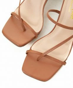 Intouch Footwear Spice Brown Square Toe Dainty Strap Heels