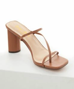 Intouch Footwear Spice Brown Square Toe Dainty Strap Heels