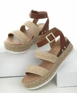 FORTUNE DYNAMIC Spice Espadrille Platform Sandals With Straw Straps Shoes